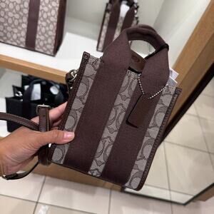 Coach Smith Mini Tote Bag In Signature Jacquard CCL75 Silver/Oak/Maple